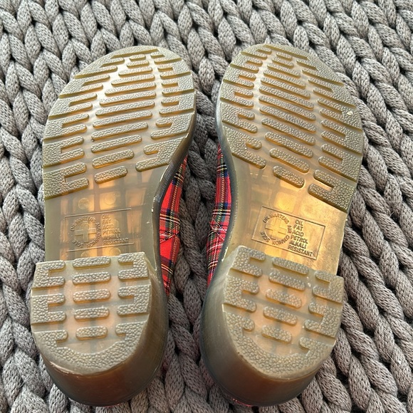 Dr Marten Polley Stewart Tartan Plaid Sophia Mary Jane Leather Shoe Red 41 9 New - Picture 9 of 14